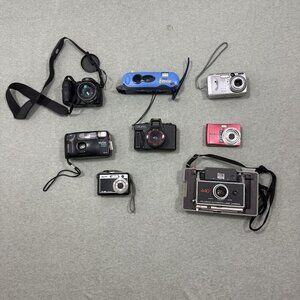 Lot of 8 Untested or For Parts Canon, Polaroid, Kodak Cameras S
